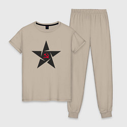 Пижама хлопковая женская Black star USSR, цвет: миндальный