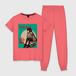 Пижама хлопковая женская Курису Макисэ наука - Врата Штейна, цвет: коралловый