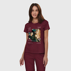 Пижама хлопковая женская Stray kids Хенджин, цвет: меланж-бордовый — фото 2