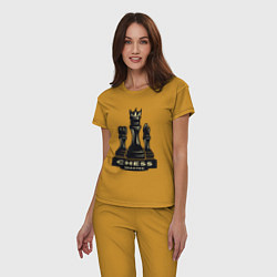 Пижама хлопковая женская Chess master, цвет: горчичный — фото 2