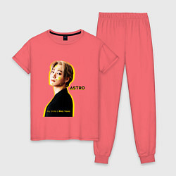 Пижама хлопковая женская Улыбка astro, цвет: коралловый