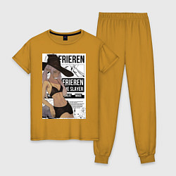 Пижама хлопковая женская Frieren She Slayer, цвет: горчичный
