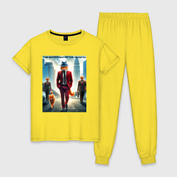 Пижама хлопковая женская Рыжий кот крёстный отец мяуфии - нейроарт, цвет: желтый