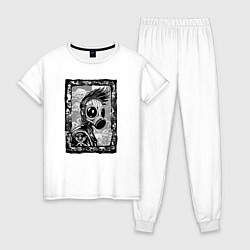 Пижама хлопковая женская Gasmask punk society, цвет: белый