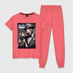 Пижама хлопковая женская Крёстный отец держит своего щенка - мем, цвет: коралловый