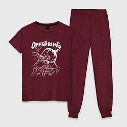 Пижама хлопковая женская The offspring - Supercharged, цвет: меланж-бордовый