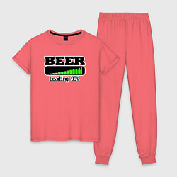Пижама хлопковая женская Beer loading, цвет: коралловый