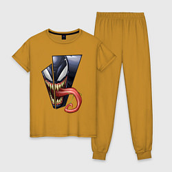 Пижама хлопковая женская Venom with tongue sticking out, цвет: горчичный