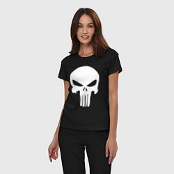 Пижама хлопковая женская Punisher logo, цвет: черный — фото 2