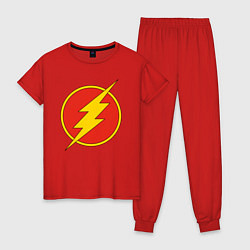 Пижама хлопковая женская Flash logo, цвет: красный