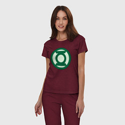 Пижама хлопковая женская Green lantern logo, цвет: меланж-бордовый — фото 2