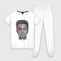 Пижама хлопковая женская David Bowie rock singer, цвет: белый