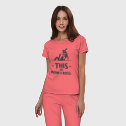 Пижама хлопковая женская Judo how i roll, цвет: коралловый — фото 2