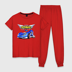 Пижама хлопковая женская Cool hedgehog - Sonic racing team, цвет: красный