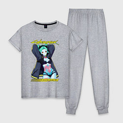 Пижама хлопковая женская Сyberpunk rebecca, цвет: меланж