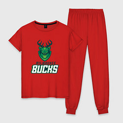 Пижама хлопковая женская Milwaukee Bucks NBA, цвет: красный