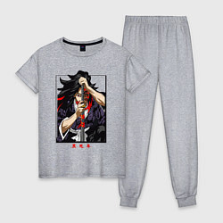 Пижама хлопковая женская Клинок, рассекающий демонов Кокушибо, цвет: меланж