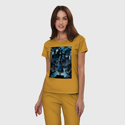 Пижама хлопковая женская Готичная Алиса в стране чудес, цвет: горчичный — фото 2