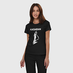 Пижама хлопковая женская Kasabian - logo, цвет: черный — фото 2