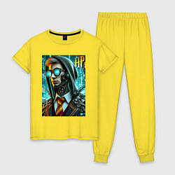 Пижама хлопковая женская Cyber Harry Potter - ai art fantasy, цвет: желтый