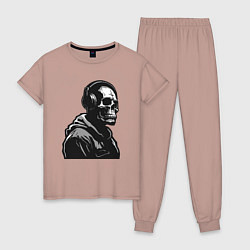 Пижама хлопковая женская Skeletor music, цвет: пыльно-розовый