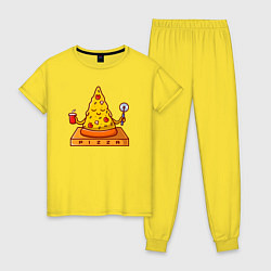 Пижама хлопковая женская Pizza yoga, цвет: желтый