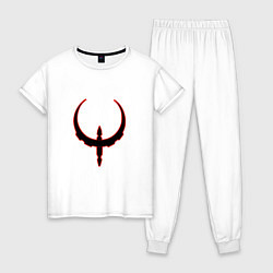 Пижама хлопковая женская Чёрно-красный знак quake, цвет: белый
