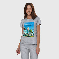 Пижама хлопковая женская Rick and Morty Minecraft - collaboration, цвет: меланж — фото 2