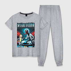 Пижама хлопковая женская Веном-Рик и Морти рядом со спортивной тачкой, цвет: меланж