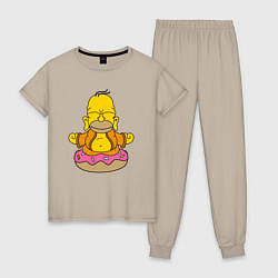 Пижама хлопковая женская Homer yoga, цвет: миндальный