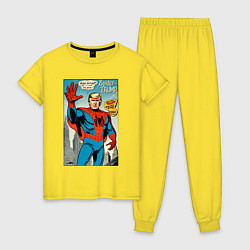 Пижама хлопковая женская Spider-Trump - retro, цвет: желтый