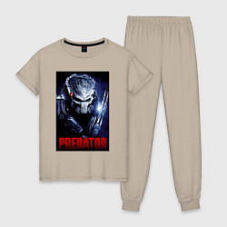 Пижама хлопковая женская Predator in the helmet, цвет: миндальный