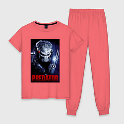 Пижама хлопковая женская Predator in the helmet, цвет: коралловый