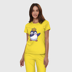 Пижама хлопковая женская Король пингвин, цвет: желтый — фото 2