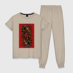Пижама хлопковая женская Слипкнот кровавый, цвет: миндальный