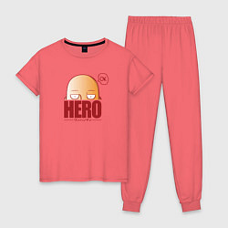Пижама хлопковая женская Ванпанч герой hero, цвет: коралловый