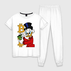 Пижама хлопковая женская Duck tales - Scrooge bitcoin, цвет: белый