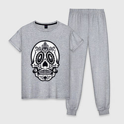 Пижама хлопковая женская Skull Mexico, цвет: меланж