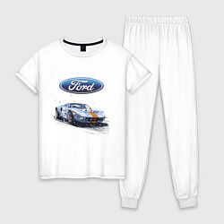 Пижама хлопковая женская Ford motorsport - sketch, цвет: белый