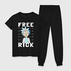 Пижама хлопковая женская Free Rick ruler, цвет: черный