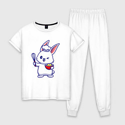 Пижама хлопковая женская Зайка поварёнок, цвет: белый