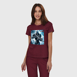 Пижама хлопковая женская Mass Effect - N7 ai art, цвет: меланж-бордовый — фото 2