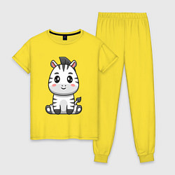 Пижама хлопковая женская Весёлая зебра, цвет: желтый