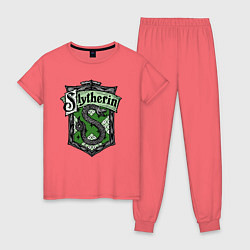 Пижама хлопковая женская Slytherin emblem, цвет: коралловый