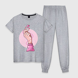 Пижама хлопковая женская Сердечко, цвет: меланж