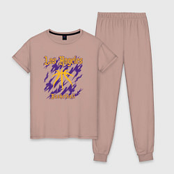Пижама хлопковая женская Basketball Lakers, цвет: пыльно-розовый
