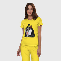 Пижама хлопковая женская NFT Doge - Kiss, цвет: желтый — фото 2