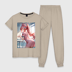 Пижама хлопковая женская Медсестричка, цвет: миндальный