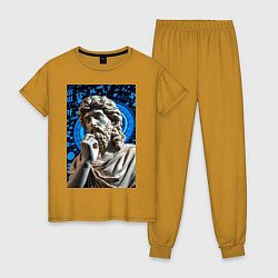 Пижама хлопковая женская Античность и математика, цвет: горчичный