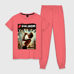 Пижама хлопковая женская Мик Джагер - Роллинг Стоунз, цвет: коралловый
